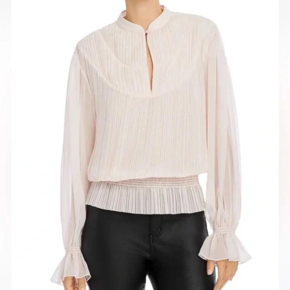 Joie Women’s Light Pink Blush Long Bell Sleeve Ruched Blouse size small